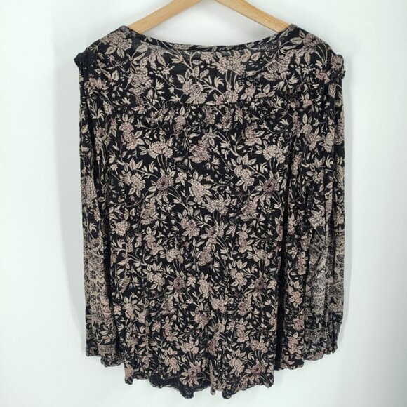 Lucky Brand Peasant Raw Edge Ruffle Top - Picture 4 of 4